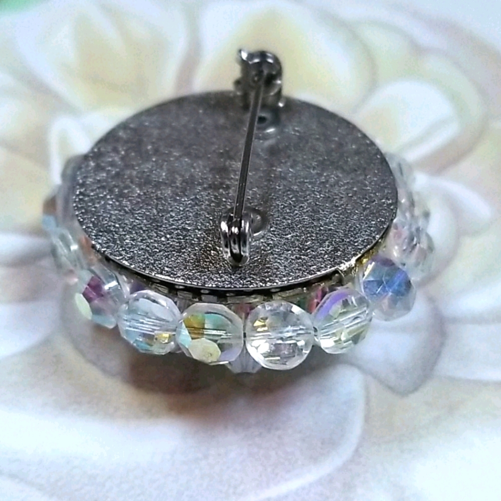Vintage 1950s Mid Century Aurora Borealis Crystal Cluster Brooch Pin - Picture 10 of 12